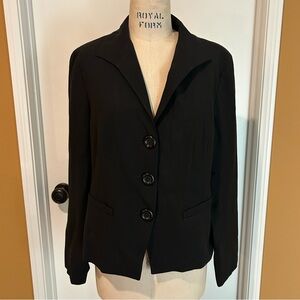Lafayette 148 Elegant Black Wool Suit Jacket